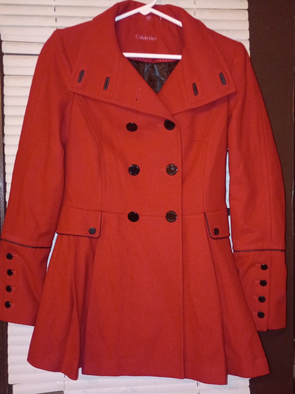 Calvin Klein Women's Red Double-Breasted Peacoat